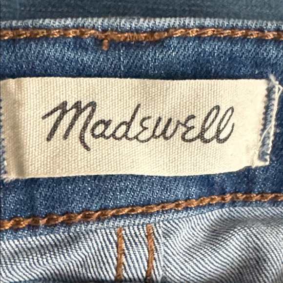 MADEWELL Cali Demi-Boot Jeans Button-Front Blue Distressed Denim Cropped Sz 29 - Picture 7 of 9